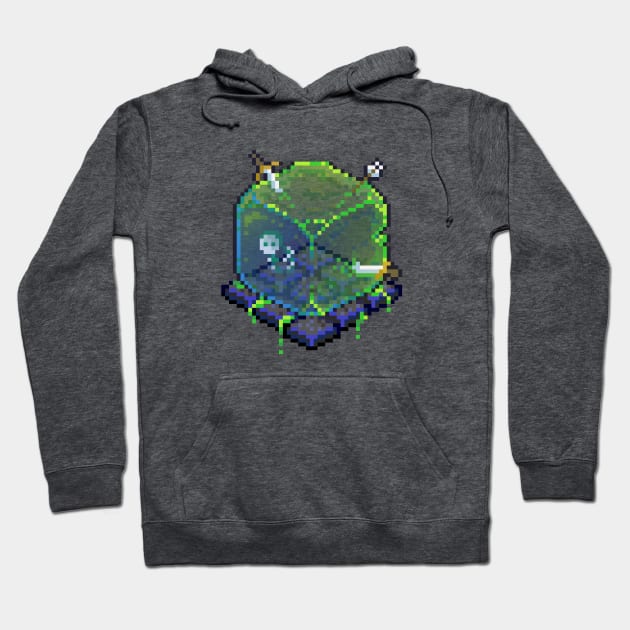 Dungeon Gelatinous Slime Cube 8 Bit Retro Pixel Art Hoodie by Wolfkin Design